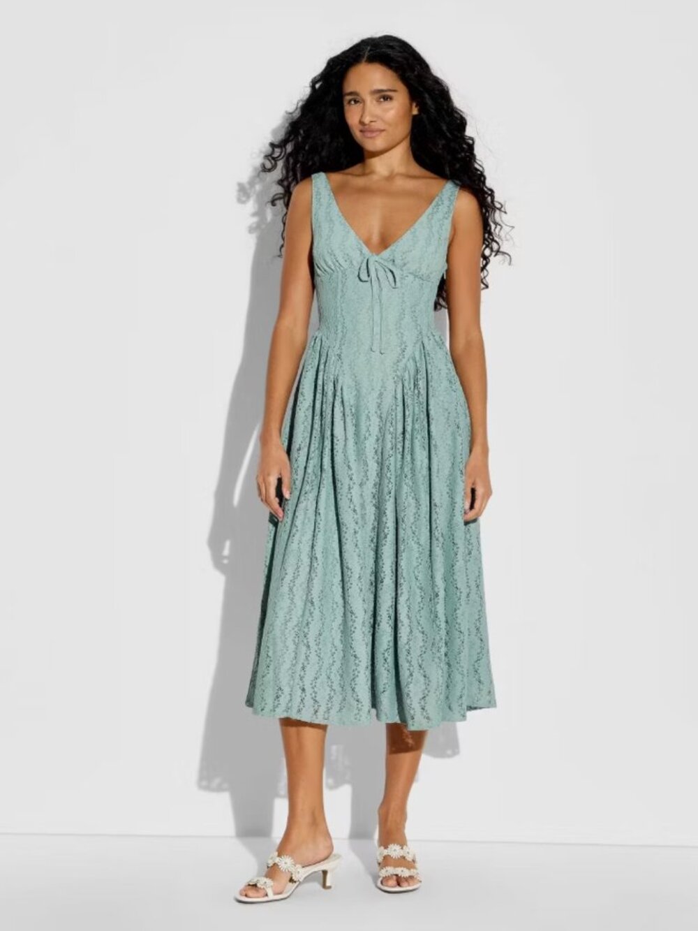 NWT Wild Fable Midi Lace Basque Empire Waist Dress - Picture 3 of 6